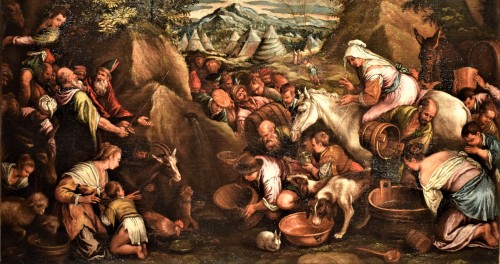 Tableaux et dessins Tableaux XVIe siècle - Moïse fait jaillir de l'eau du rocher - atelier de Francesco Bassano II